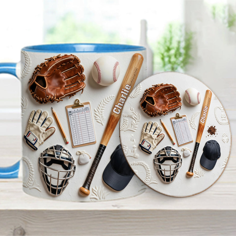 Love Baseball - Personalized Baseball Accent Mug & Coaster