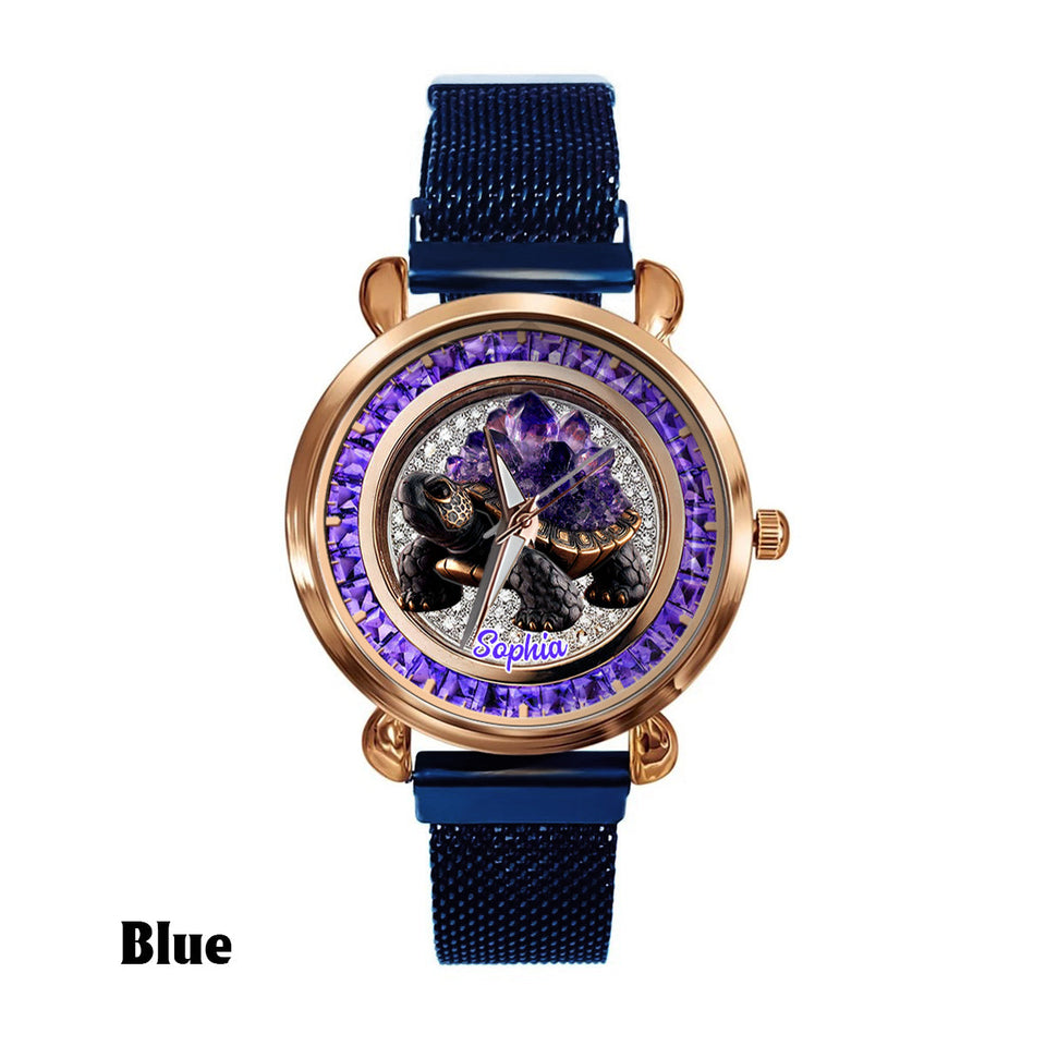 Amethyst/ Rose Quartz/ Ruby/... Style Turtle - Personalized Turtle Women Hand Watch