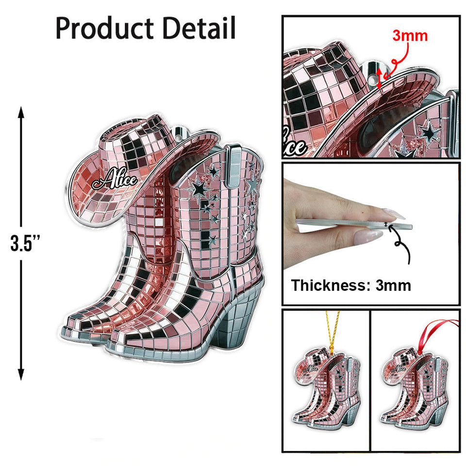 Cowgirl Boots And Hat - Personalized Cowgirl Ornament