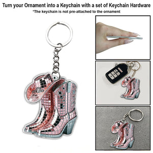 Cowgirl Boots And Hat - Personalized Cowgirl Ornament