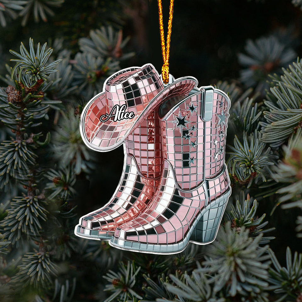 Cowgirl Boots And Hat - Personalized Cowgirl Ornament
