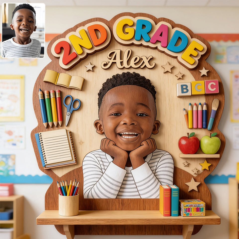Back To School - Personalized Kid Wooden Floating Shelf
