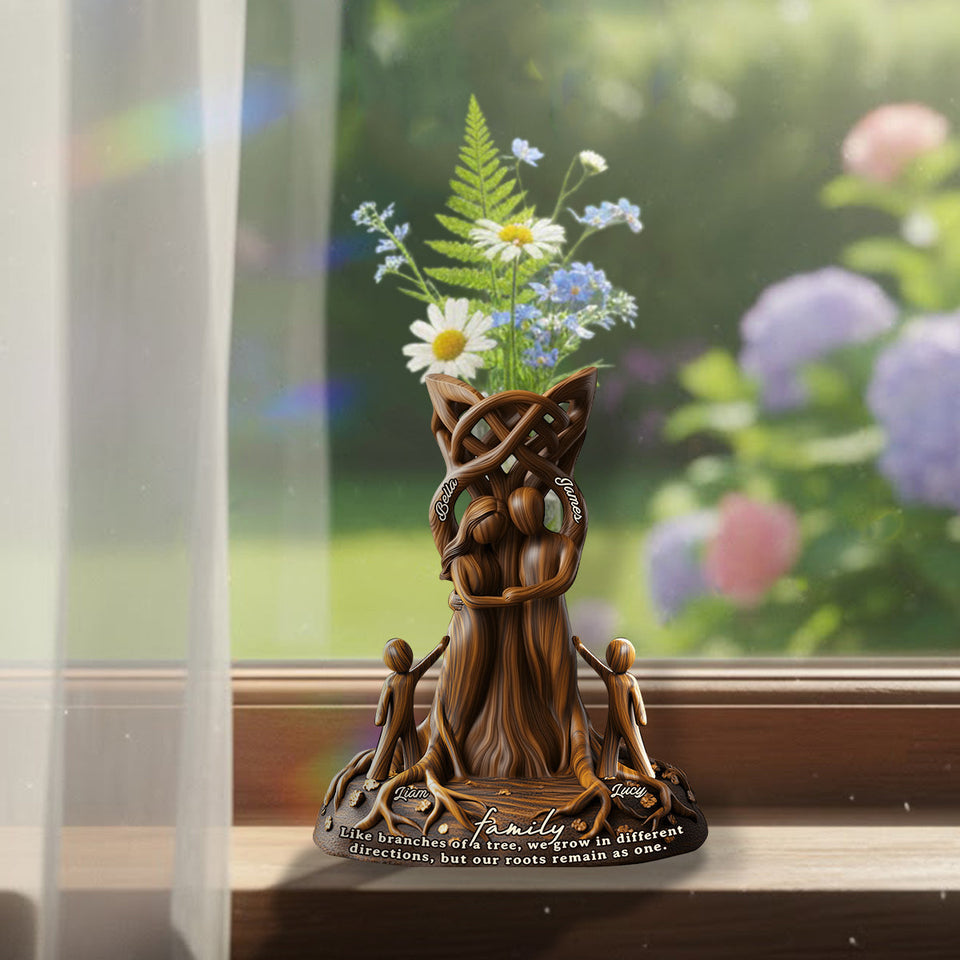 Our Roots Remain As One Perfect Gift For Your Family Members - Personalized Family Custom Shape Acrylic Flower Vase