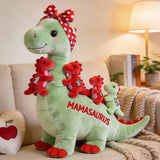 Mamasaurus Gift For Mom Grandma - Personalized Mother Faux Fur Shaped Pillow
