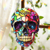 Colorful Skull - Personalized Skull Window Hanging Suncatcher Ornament