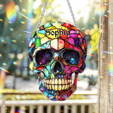 Colorful Skull - Personalized Skull Window Hanging Suncatcher Ornament