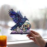 Magical Raven Skull - Personalized Skull Window Hanging Suncatcher Ornament