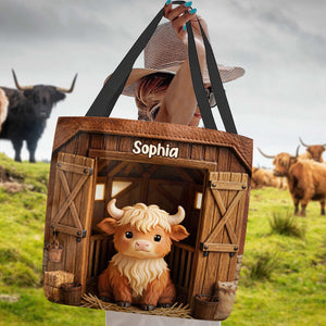 Cute Cow - Personalized Highland Cow Tote Bag