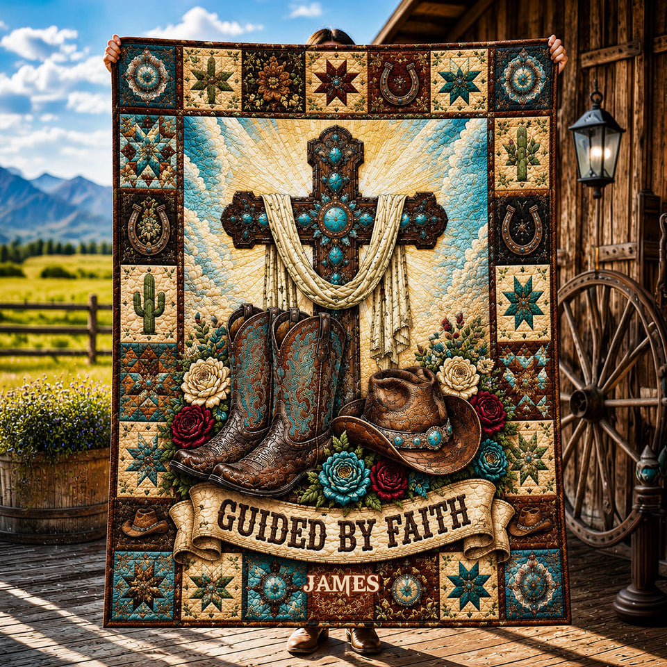 Guided By Faith, Western Theme - Personalized Western Outfit Blanket