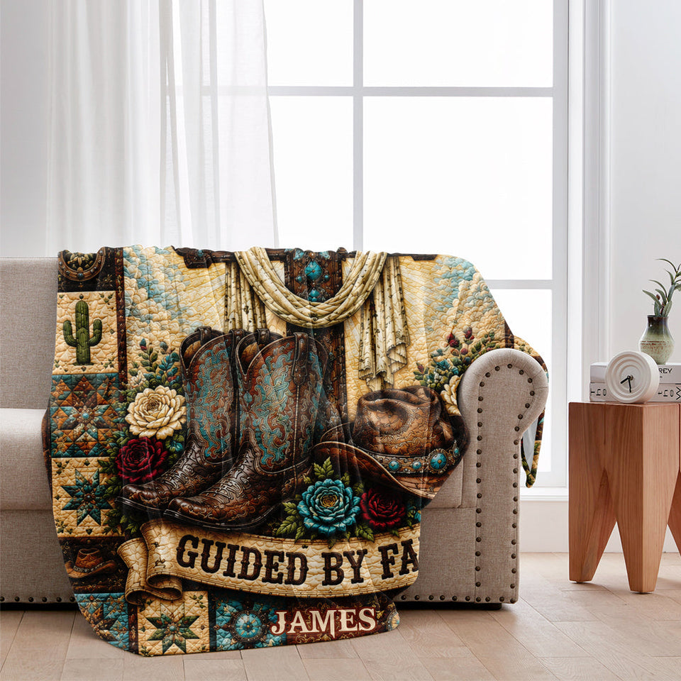 Guided By Faith, Western Theme - Personalized Western Outfit Blanket