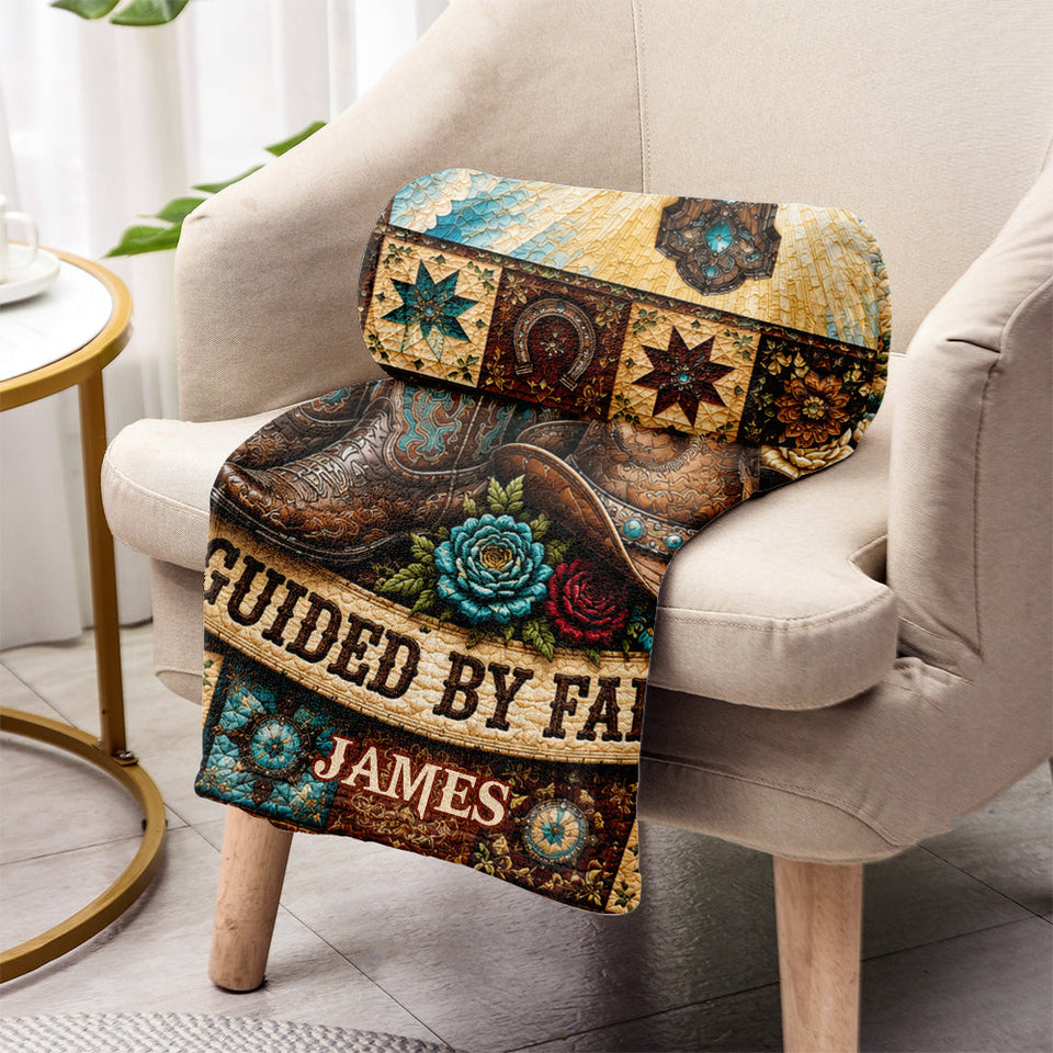 Guided By Faith, Western Theme - Personalized Western Outfit Blanket