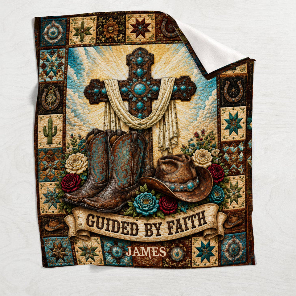 Guided By Faith, Western Theme - Personalized Western Outfit Blanket