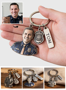 Custom Job Keychain - Personalized Police Officer Keychain With Charms