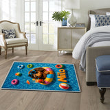 Funny Pet Summer Vibes Poolside - Personalized Dog Non-Slip Tufted Rug