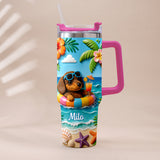 Any Photo Summer Vibes - Personalized Dog Tumbler With Plush Charm