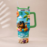 Any Photo Summer Vibes - Personalized Dog Tumbler With Plush Charm