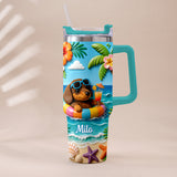 Any Photo Summer Vibes - Personalized Dog Tumbler With Plush Charm