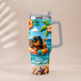 Any Photo Summer Vibes - Personalized Dog Tumbler With Plush Charm