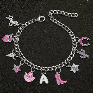 Gift For Cowgirls - Personalized Cowgirl Bracelet With Charms