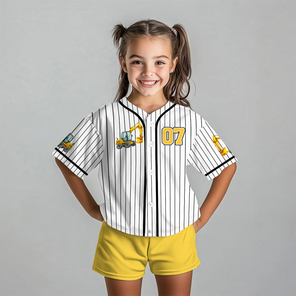 Cool Construction Vehicles - Personalized Kid Jersey Shirt & Shorts