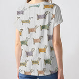 Lovely Dachshunds - Personalized Dachshund Fully Printed V-Neck T-Shirt