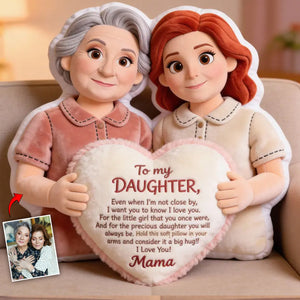 To My Daughter - Personalized Mother Faux Fur Shaped Pillow