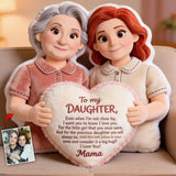 To My Daughter - Personalized Mother Faux Fur Shaped Pillow