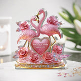 Together In Pink Romantic Flamingo Display - Personalized Couple Custom Shaped Acrylic Plaque
