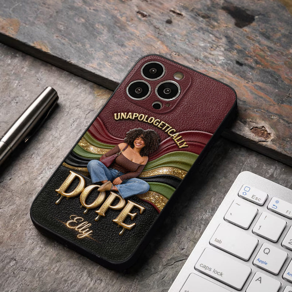 Happy Juneteeth, Black History, Black Pride - Personalized African American 3D Embossed Leather Phone Case