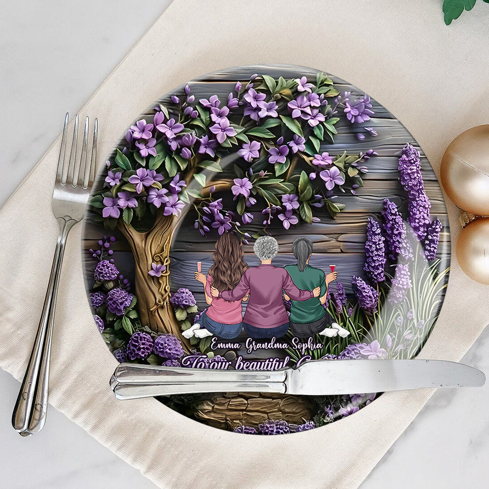 À grand-mère, maman, n'oublie jamais que nous t'aimons - Assiette ronde en céramique personnalisée pour grand-mère