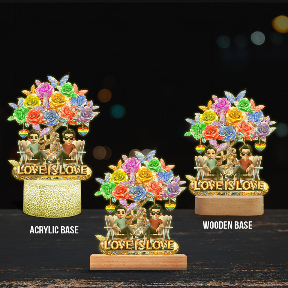 Love Is Love - Personalized LGBT Support Shaped Plaque Light Base
