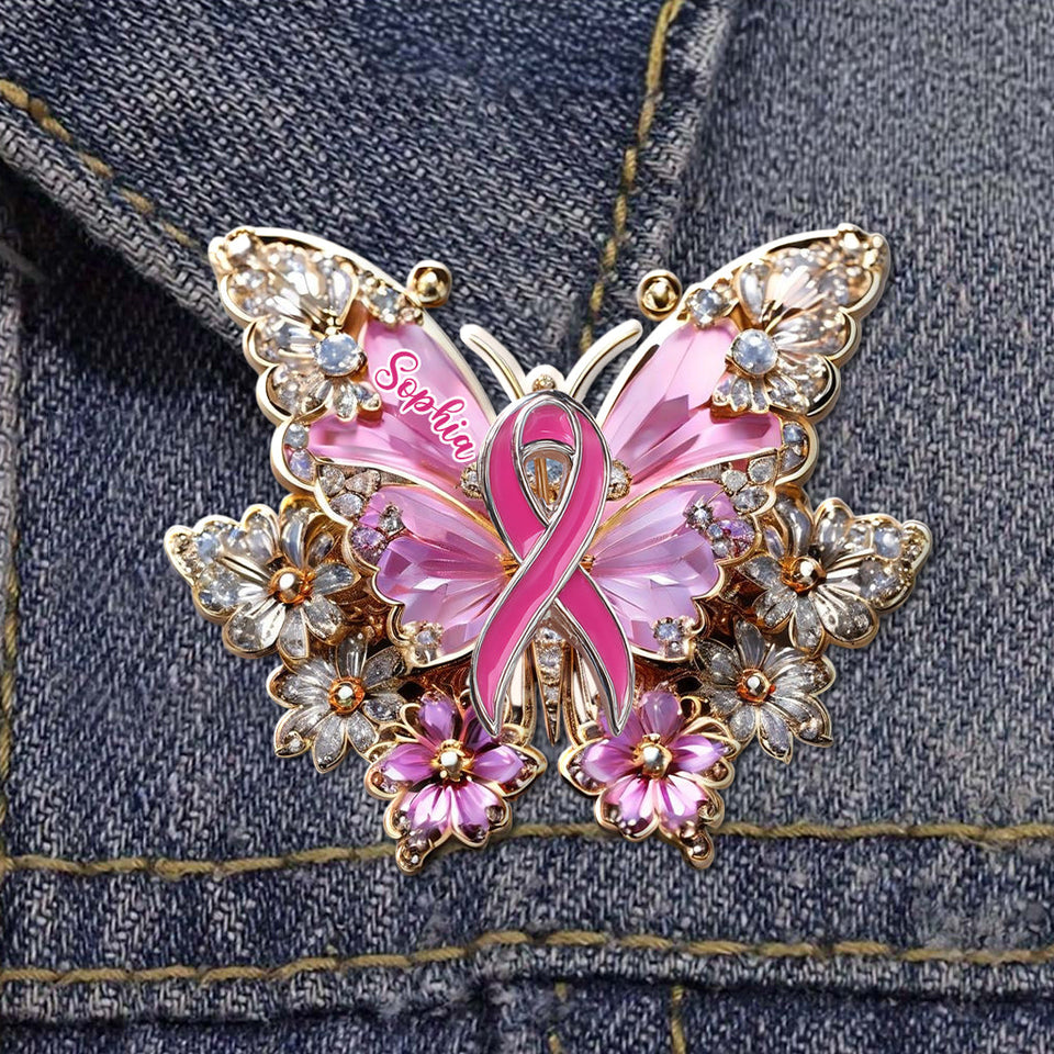 Foi, Espoir, Amour - Épinglette personnalisée de sensibilisation au cancer du sein