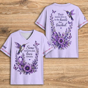 Fight Against Alzheimer, Alzheimer Awareness Gift - Personalized Alzheimer Awareness Fully Printed V-Neck T-Shirt