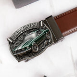 Custom From Any Photo - Personalized Car Lover Leather Belt With Shaped Buckle
