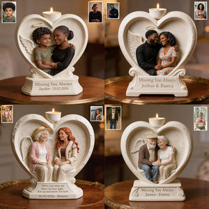 In Loving Memory - Personalized Memorial Custom Shape Wooden Candle Holder