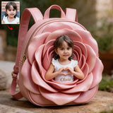 Custom From Photo And Flower - Personalized Kid Changeable Leather Patch Backpack