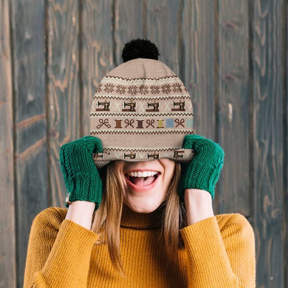 Sewing Machine & Thread Spool - Personalized Sewing Beanie Hat