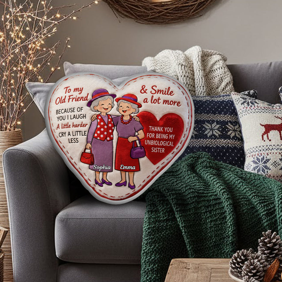 Old Friends - Personalized Bestie Faux Fur Shaped Pillow