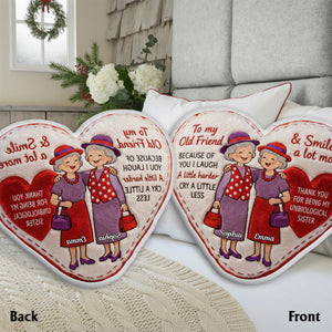 Old Friends - Personalized Bestie Faux Fur Shaped Pillow