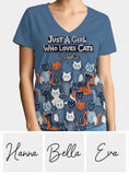 Just A Girl Who Loves Cats - Personalized Cat Fully Printed V-Neck T-Shirt