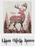 Pink Forest Deer - Wild Beauty Country Girl - Personalized Hunting Blanket