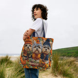 Autumn Dog - Personalized Yorkshire Terriers Quilted Tote Bag