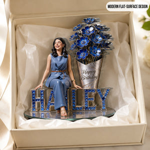 Custom Older Black Woman Birthday Desk Sign Personalized Name Floral Art Luxury Home Decor Keepsake Gift