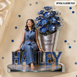 Custom Older Black Woman Birthday Desk Sign Personalized Name Floral Art Luxury Home Decor Keepsake Gift