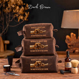 World's Best Dad - Personalized Father Leather Toiletry Bag