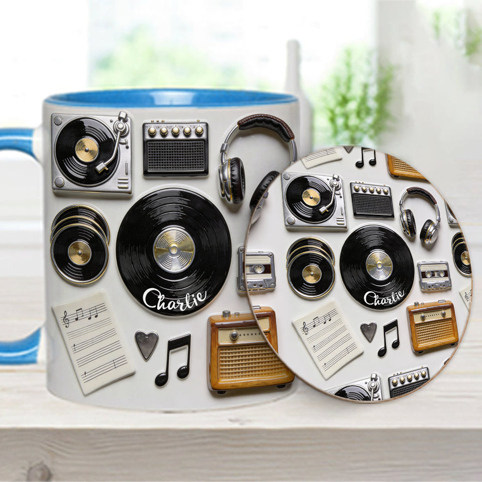 Love Vinyl - Personalized Vinyl Records Accent Mug & Coaster