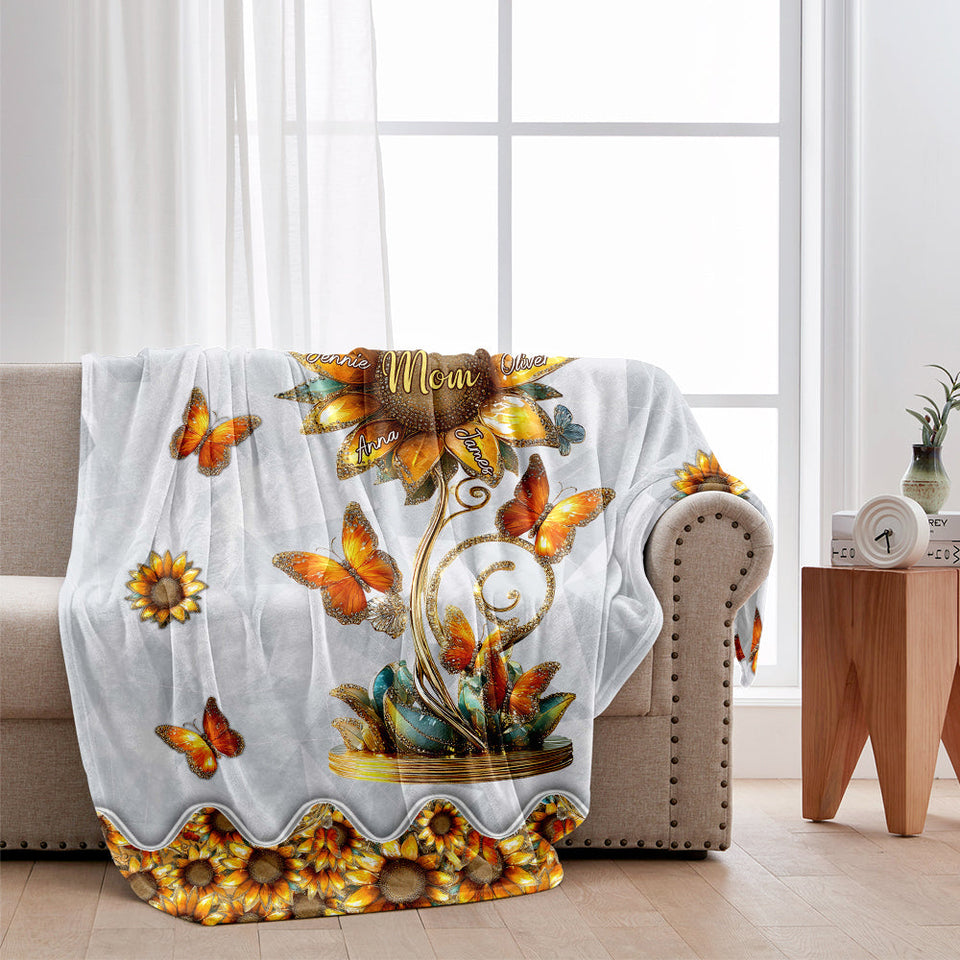 Beautiful Sunflower Gift For Mom, Grandma - Personalized Mother Blanket