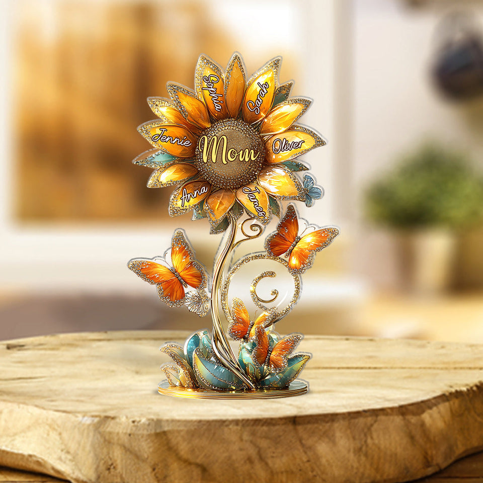 Beautiful Sunflower Gift For Mom, Grandma - Personalized Mother Custom Shaped Acrylic Plaque