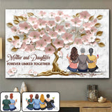 Mother And Daughters Forever Linked Together - Personalized Mother Canvas And Poster