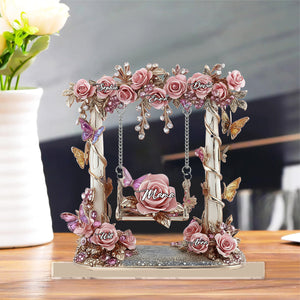 Mom Grandma Garden Flower Swing - Personalized Mother Plaque With Charm